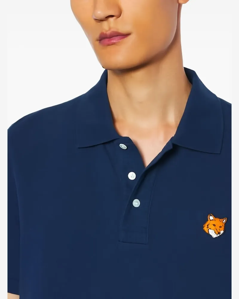 Kitsuné Fox Head Embroidered Polo — Navy Navy
