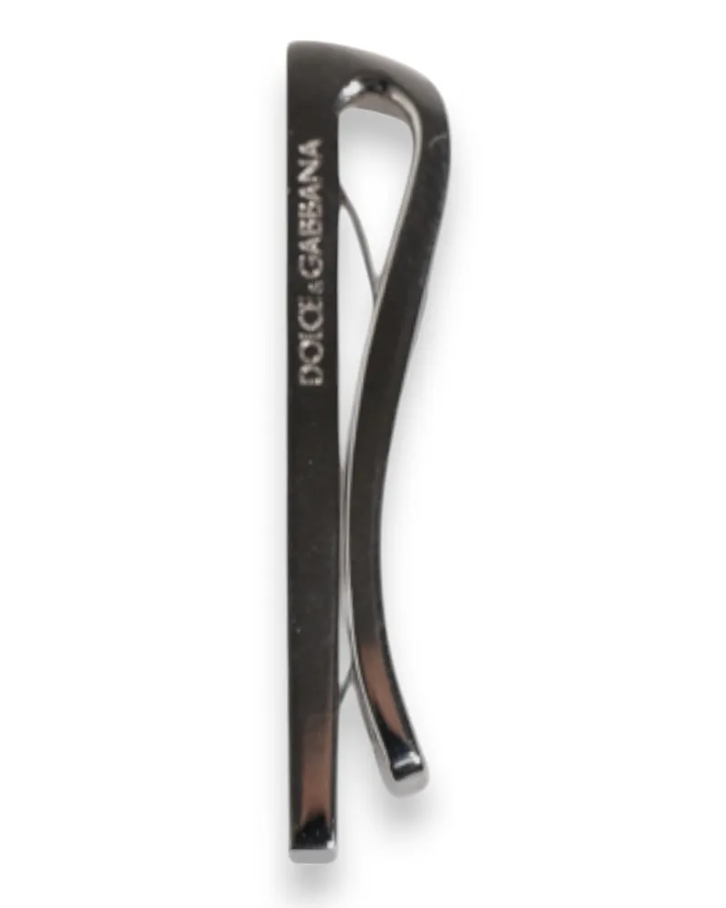 Dolce & Gabbana Logo-Embossed Brass Tie Clip — Silver Silver