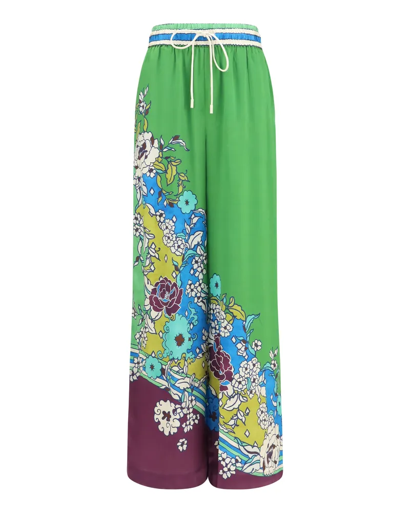 ALEMAIS Women's Nanci Silk Pants Trousers Green