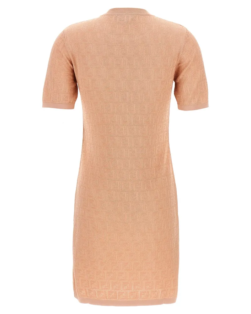 Fendi FF Jacquard Knit Dress — Beige Beige