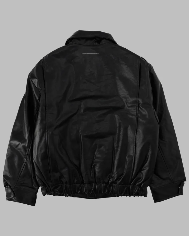 Maison Margiela Coated Viscose Biker Jacket — Black Black