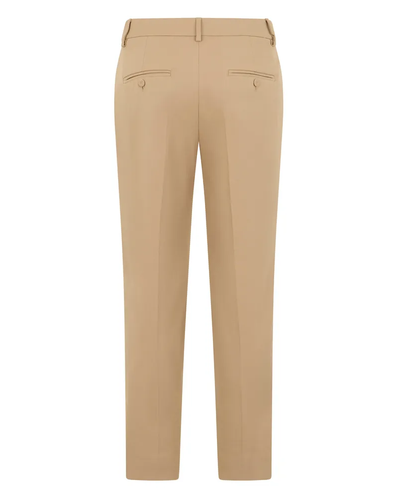 Max Mara Front-Pleated Cotton Trousers — Beige Beige