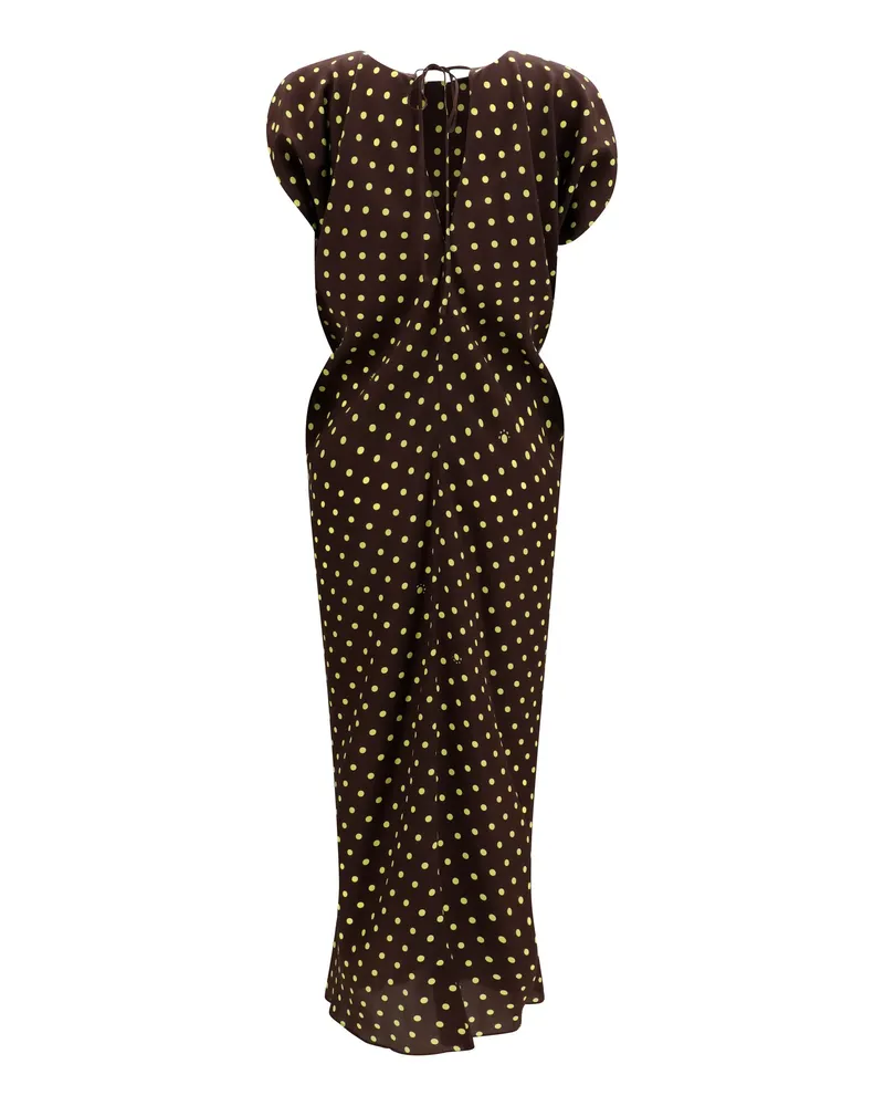 Marni Women's Dress Crepe Polka Dot Sadelle Brown Silk Brown