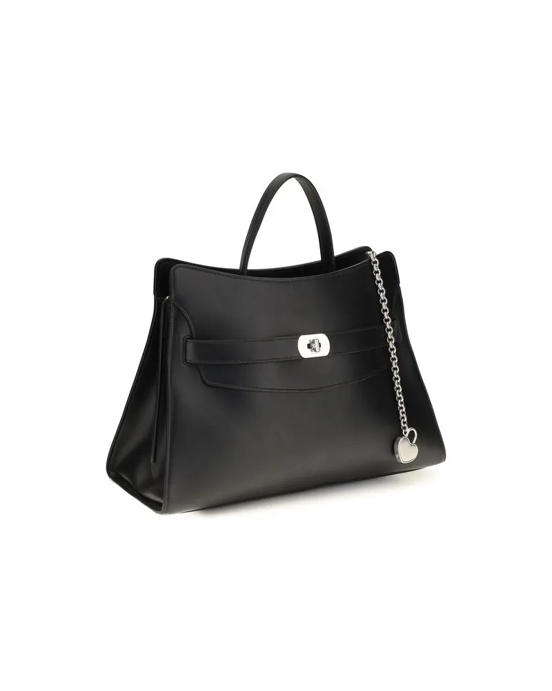 Alexander McQueen Locke Calfskin Leather Shoulder Bag — Black Black