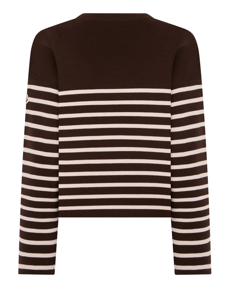 Moncler Women's Long-Sleeve Striped Sweater Brown-Pink Virgin Wool Brown/pink Brown