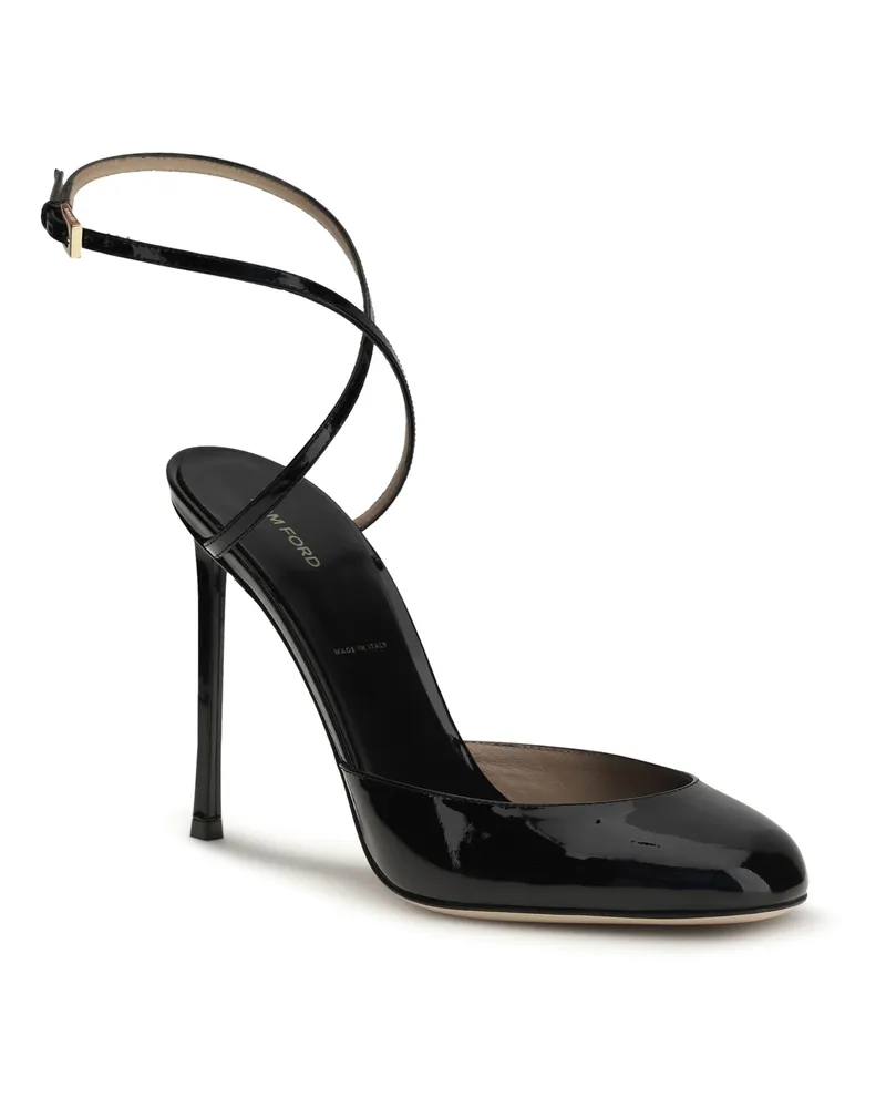 Tom Ford Women's Selen Pumps Black Calf Leather Bos Taurus High Heel Shoes Black