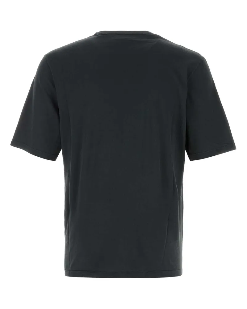 Saint Laurent Men Charcoal Cotton T-Shirt Noirblanchi Exterior Charcoal