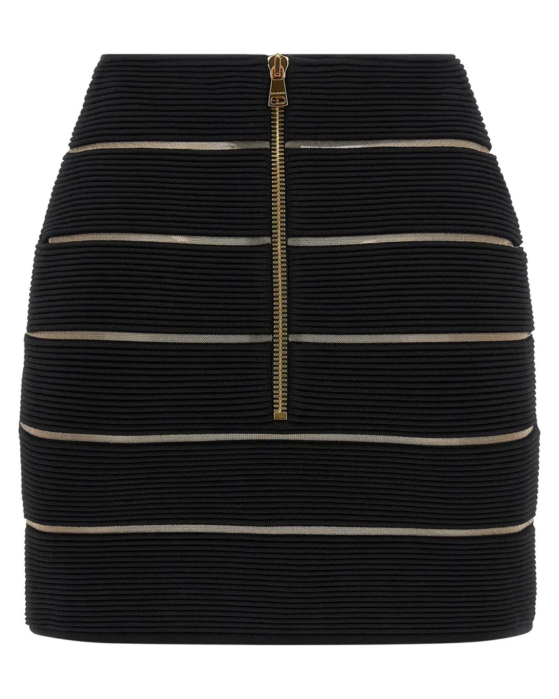 Balmain V-Waist Stretch Viscose Skirt — Black Black