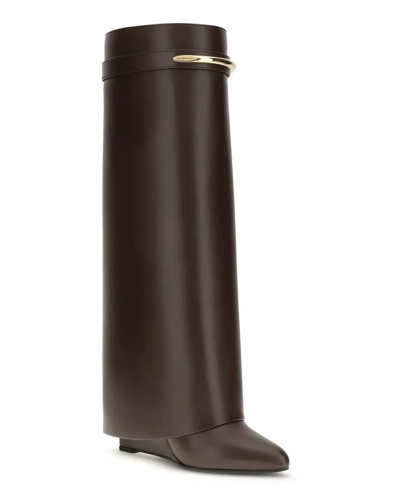Givenchy Women's Leather Shark Boots Ebony Brown Ebony