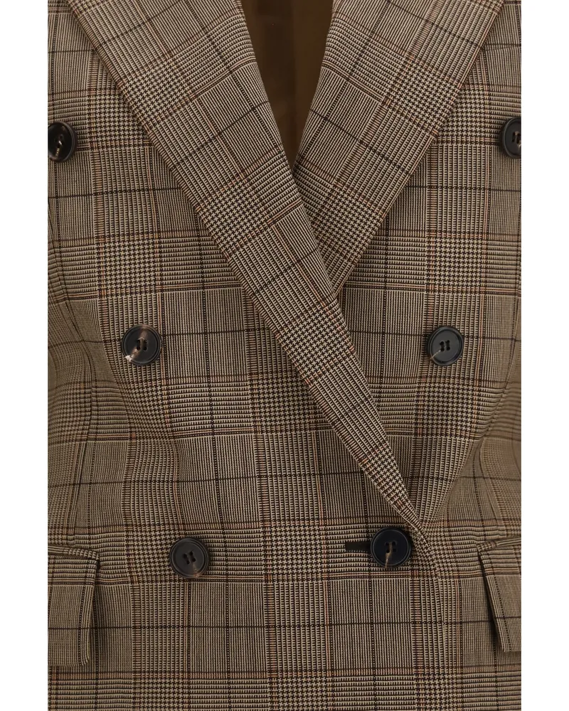 Chloé Women's Blazer Double-Breasted Merino Wool Brown-Beige Jacket Brown/beige Brown