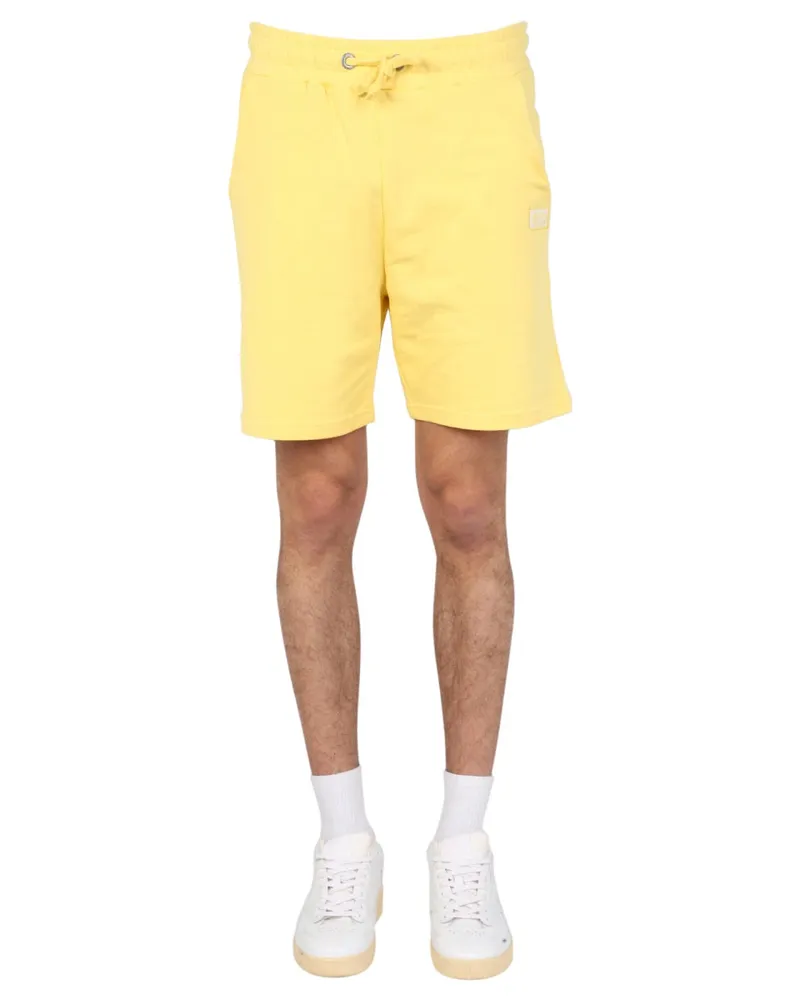 Alpha Industries Logo Embroidery Cotton Bermuda Shorts — Yellow Yellow