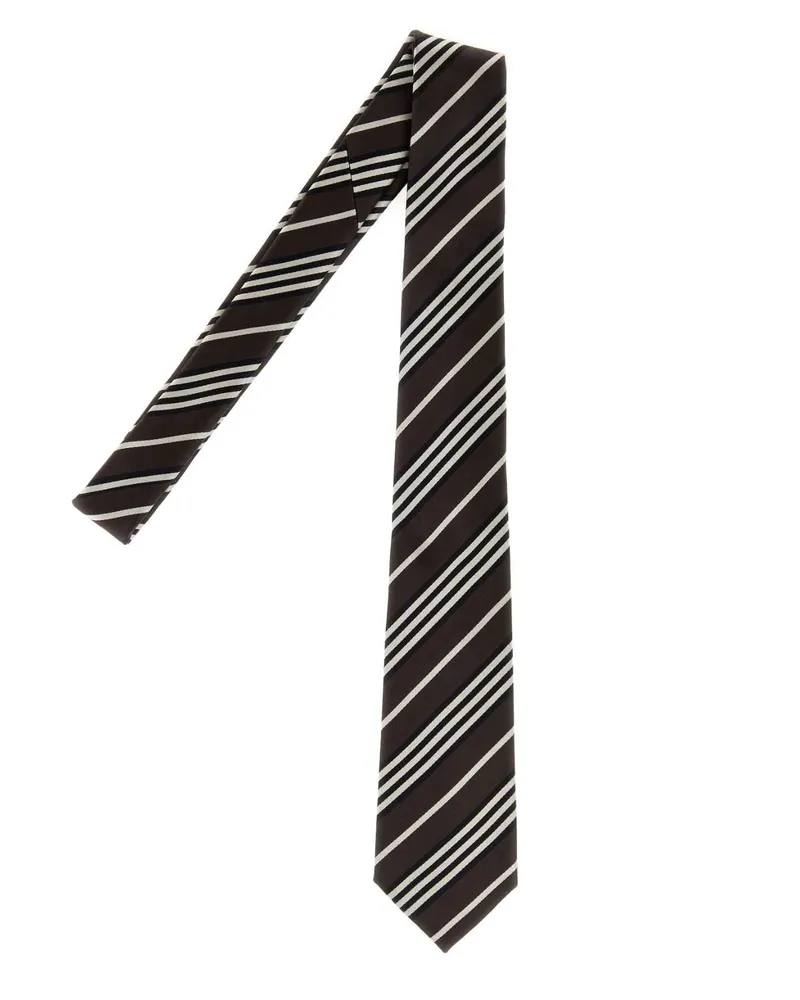 Saint Laurent Men's Embroidered Silk Tie Brownivory Exterior: Lining: Cravatte E Papillon Ties Brown