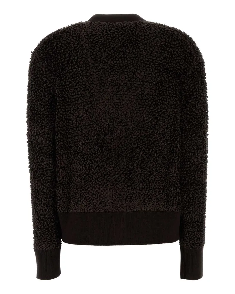 Ferragamo Women's Dark Brown Boucle Cardigan Darkexpresso Maglieria Sweater Black