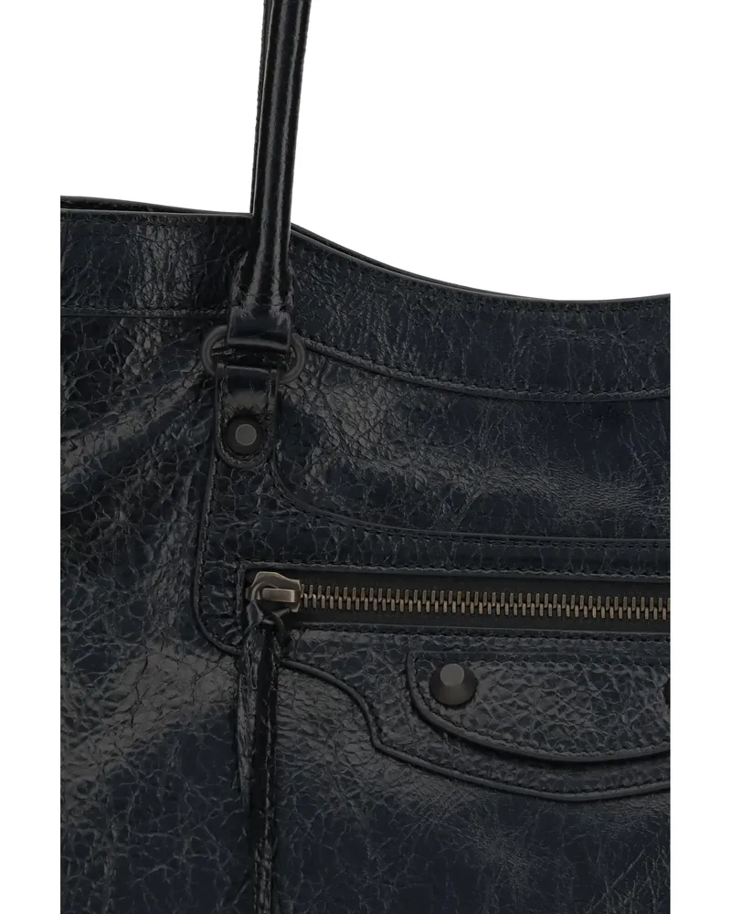 Balenciaga Women's Tote Bag Le City Black Lambskin Shoulder Black