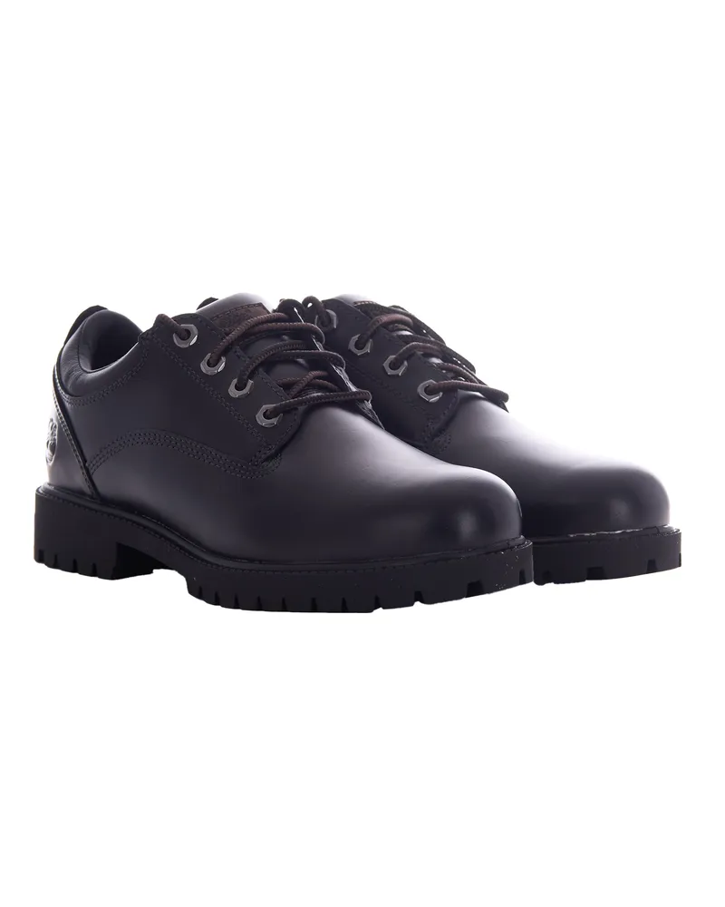 Timberland Men's Lace-Up Shoes Black Full Grain Leather Flat Black