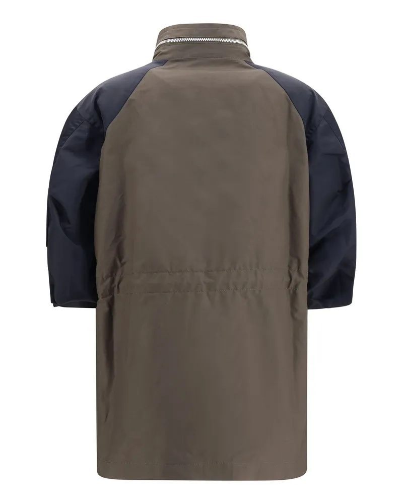 Sacai Women's Jacket Nylon And Cotton Khaki-Navy Khaki/navy Khaki