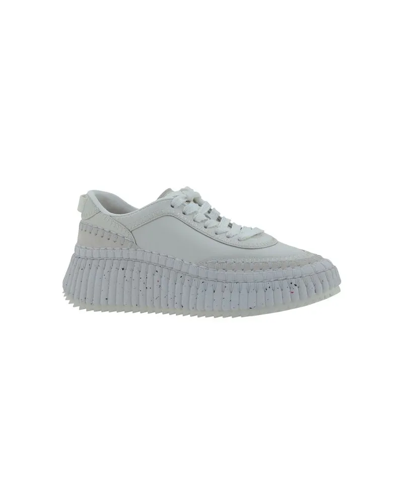 Chloé Women's White Calf Leather Bos Taurus Platform Sneakers White