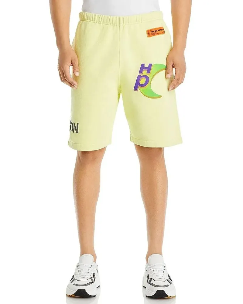 Heron Preston Men Bicolor Cotton Shorts Yellow