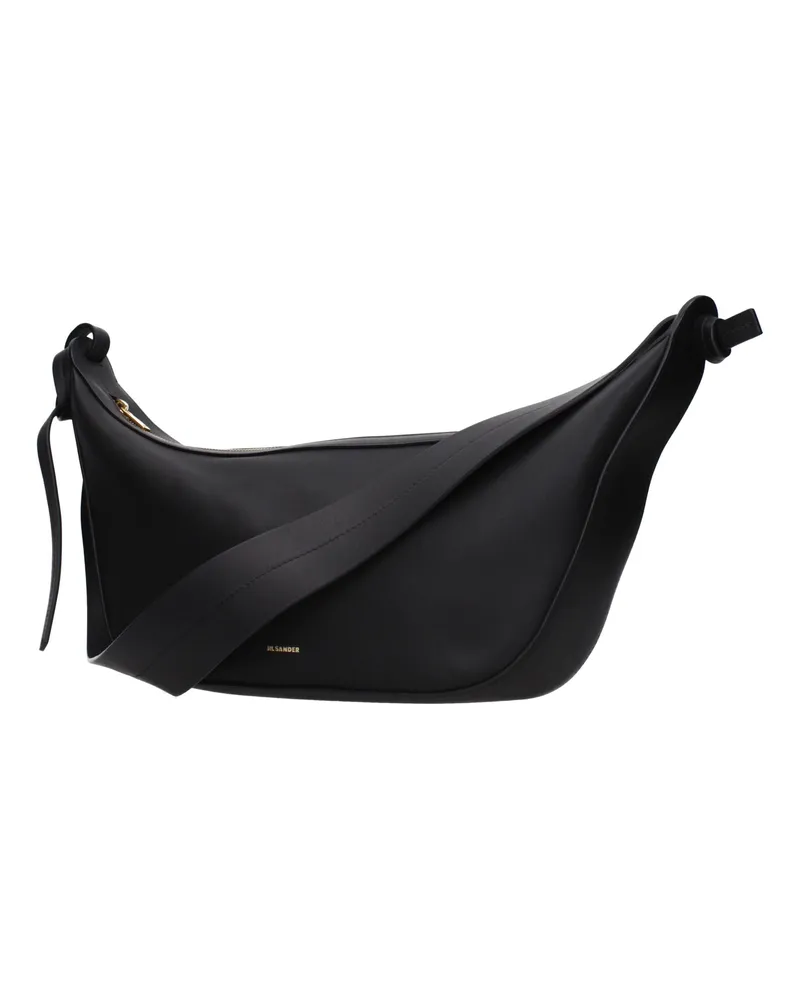Jil Sander Women's Black Leather Shoulder Bag Black