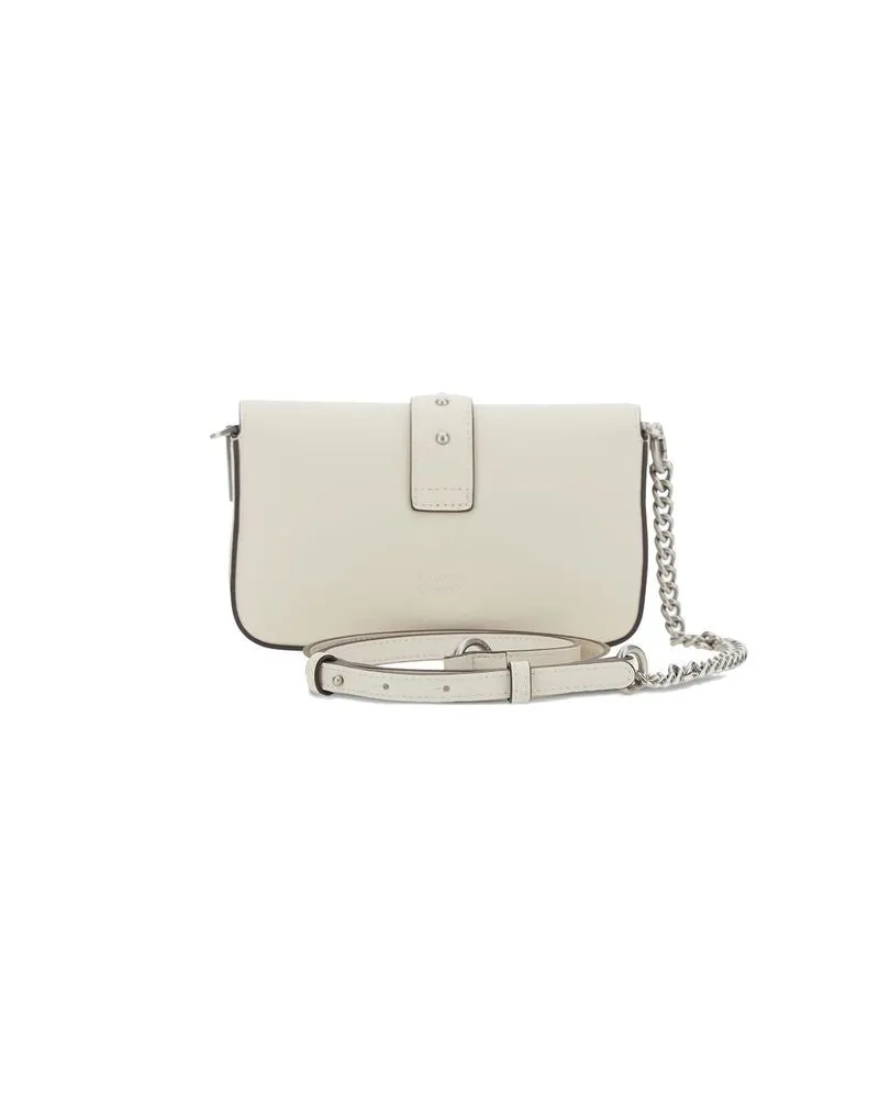Pinko Love One Slouchy Calfskin Leather Crossbody Bag — White White