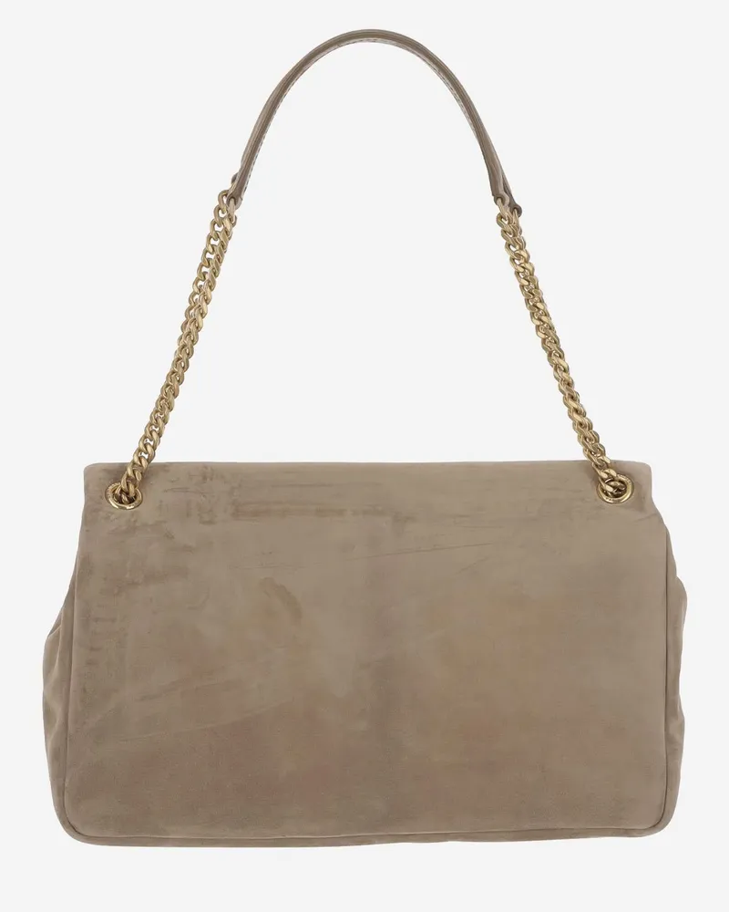 Saint Laurent Women's Calypso Large Suede Bag Beige Calfskin Shoulder Beige