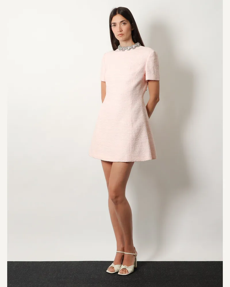 Valentino Garavani Women's Mini Dress Embroidered Cotton Tweed Pink Pink