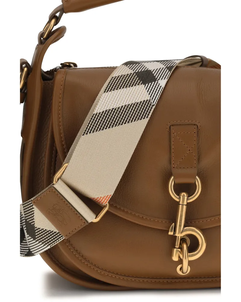 Burberry Women's Crossbody Bag B Clip Hazel Leather Calf Shoulder Brown