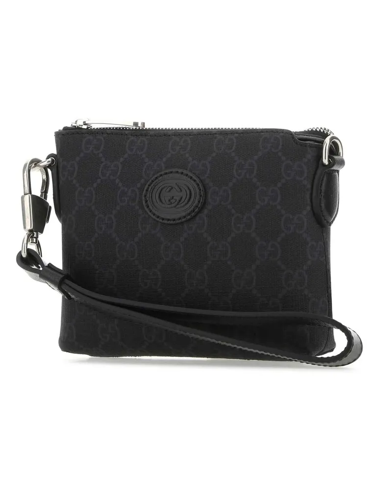 Gucci Men's Black Gg Supreme Fabric Clutch Black