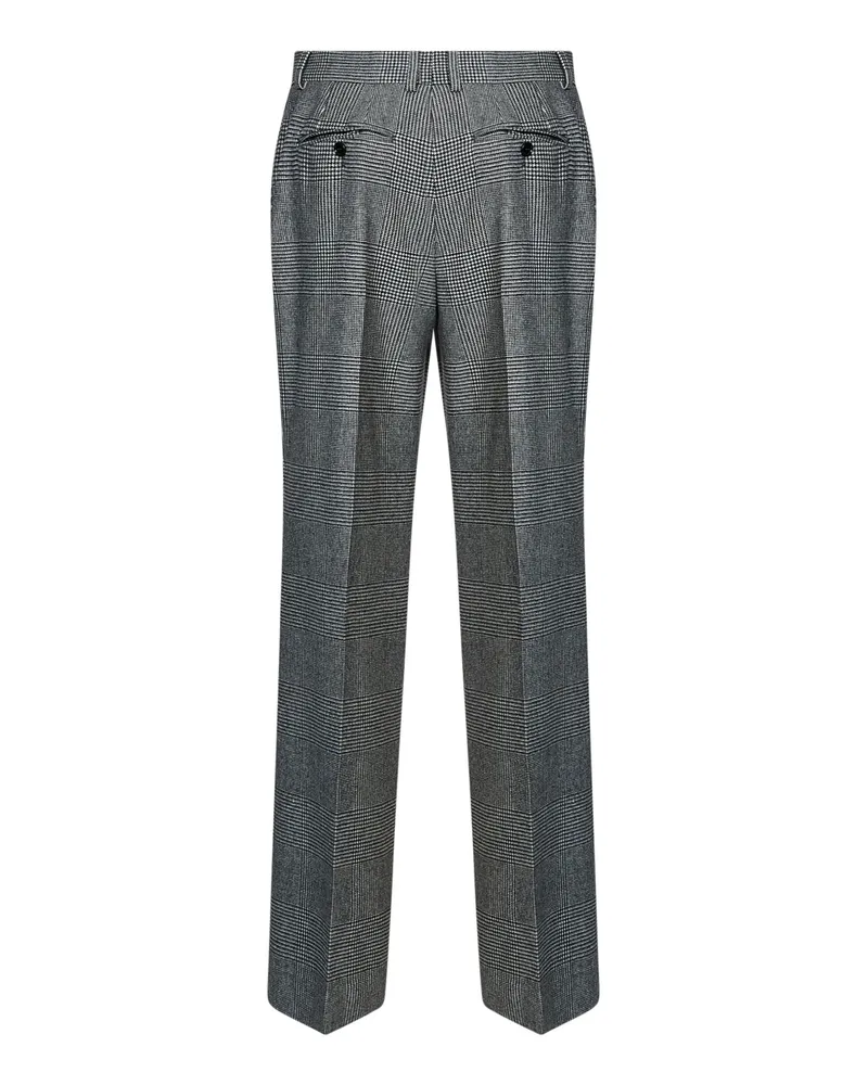 Dolce & Gabbana Prince of Wales Check Virgin Wool Trousers — Gray Gray