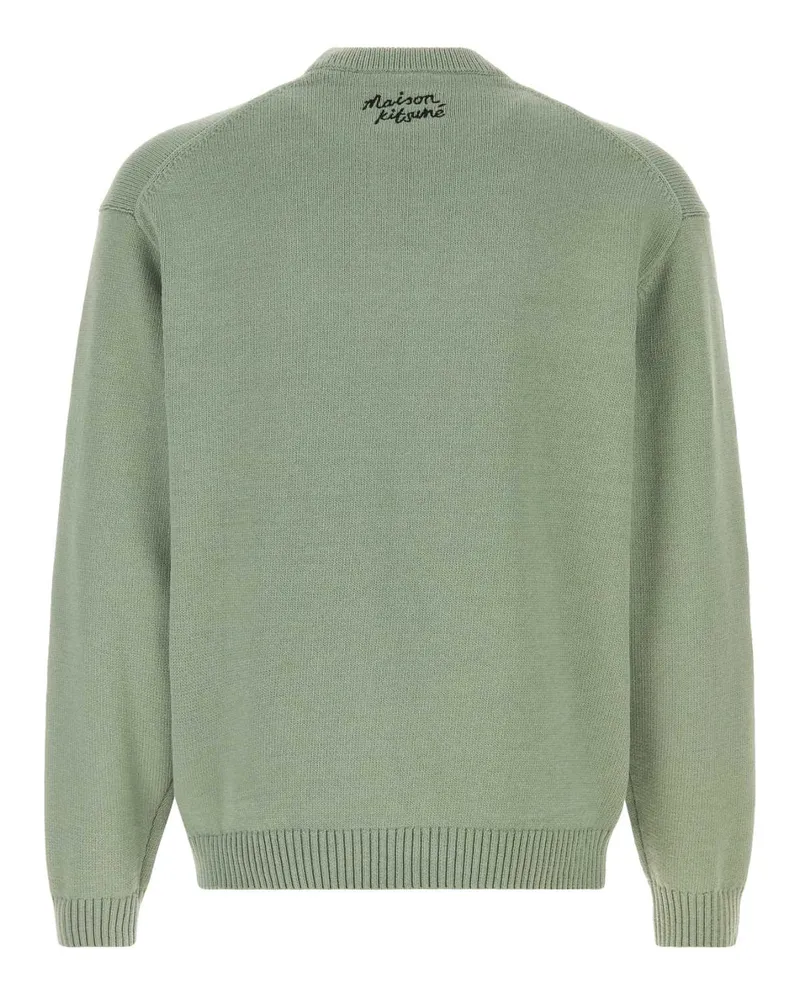 Kitsuné Men's Mint Green Cotton Blend Sweater Vertdegris Exterior: Nylon Maglieria Green