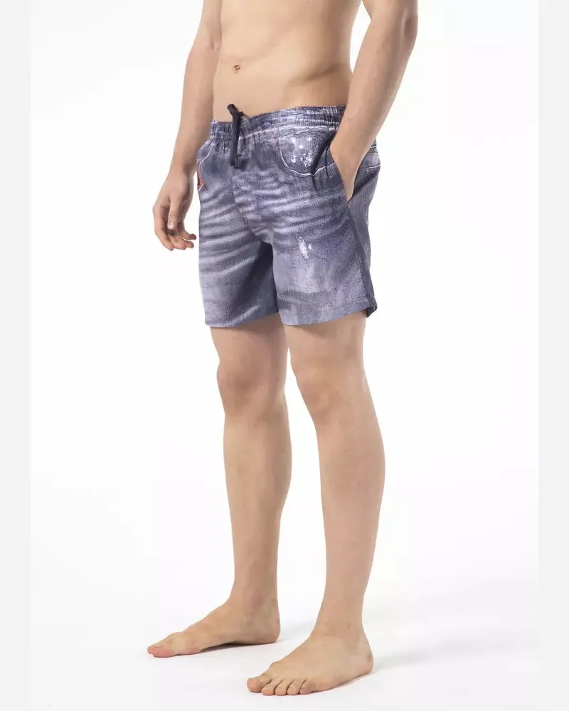 Just Cavalli Blue Polyester Men Swimwear Short Blue
