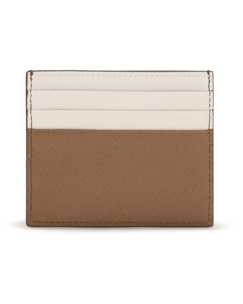 Prada Men's Saffiano Leather Card Holder Cuoio+talco Calf Bos Taurus Wallet Brown