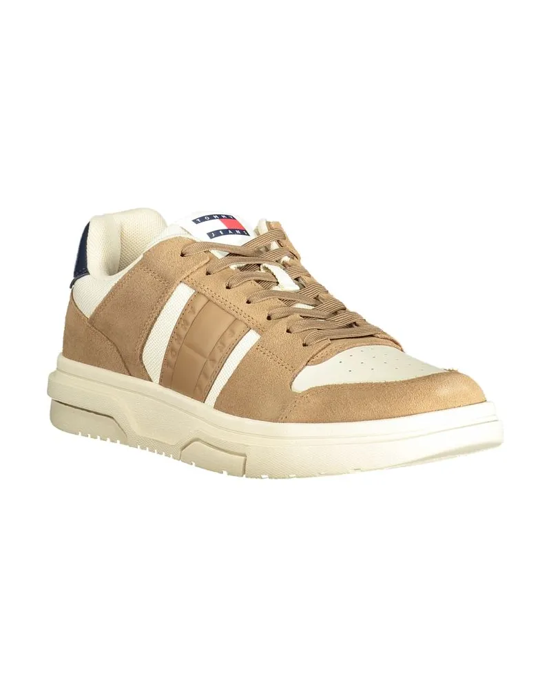 Tommy Hilfiger Leather Color-Block Sneaker — Beige Beige
