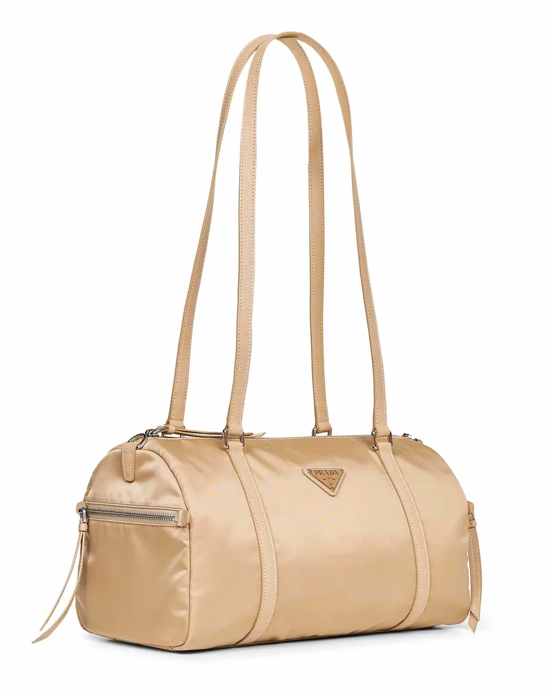 Prada Women's Duffel Bag Camel Recycled Polyamide Shoulder Beige