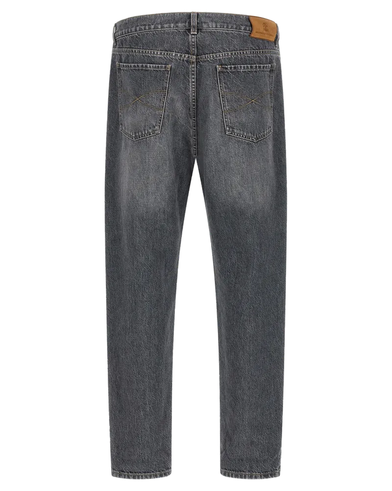 Brunello Cucinelli Men Gray Cotton Straight-Leg Jeans Clothing Gray