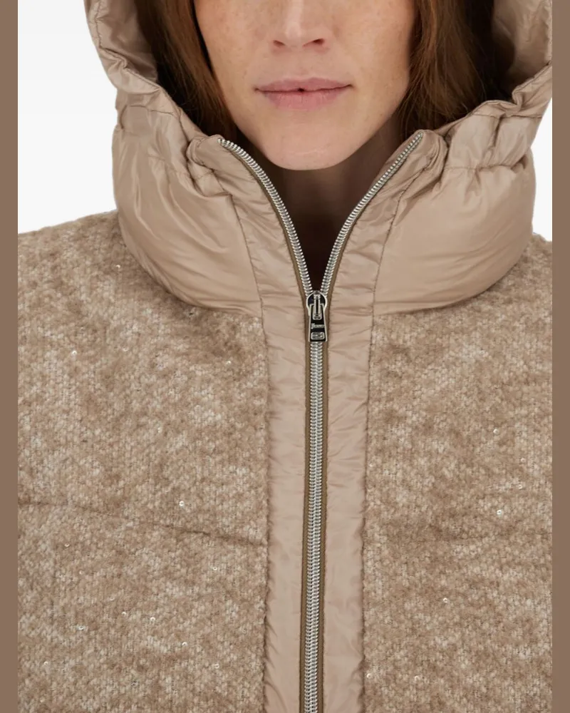Herno Bouclé Padded Down Jacket — Beige Beige