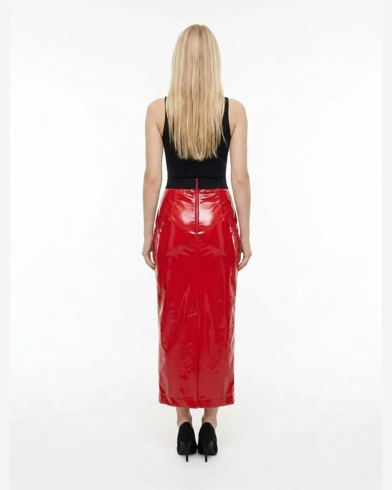 Dolce & Gabbana Women Red Elastane Long Skirt Red