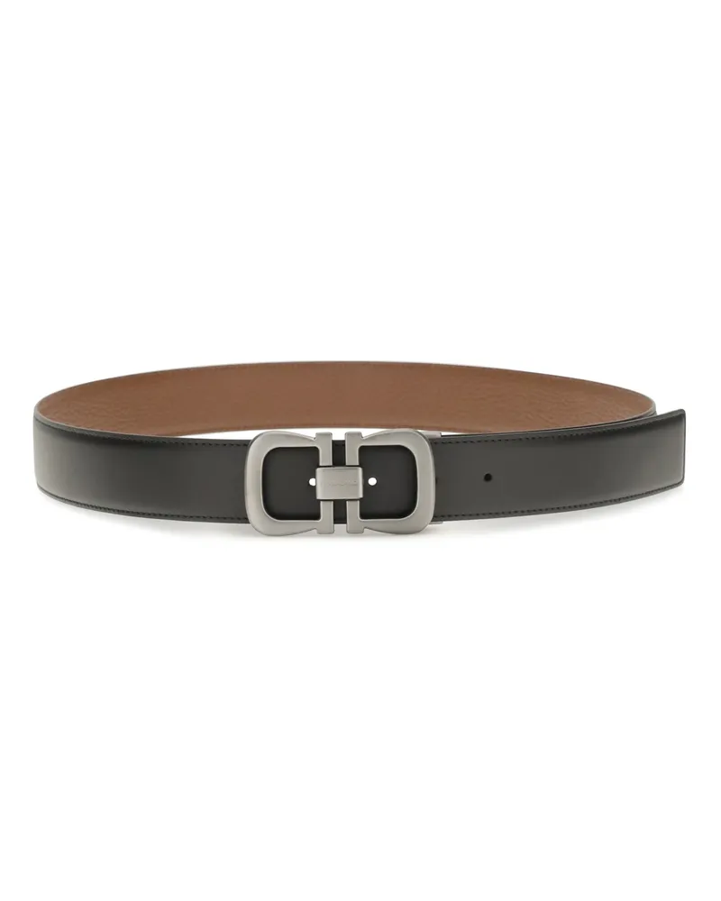 Ferragamo Men's Leather Belt Reversible Black Calf Black