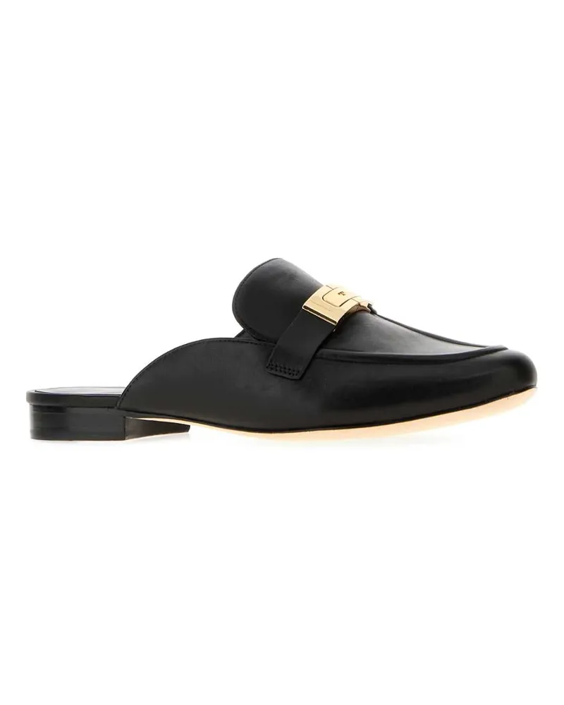 Tory Burch Women's Black Leather Leelee Slippers Balck Mocassini Loafers Black