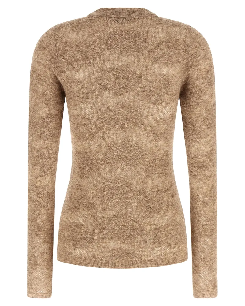 Brunello Cucinelli Perforated Flower Lace Sweater — Beige Beige