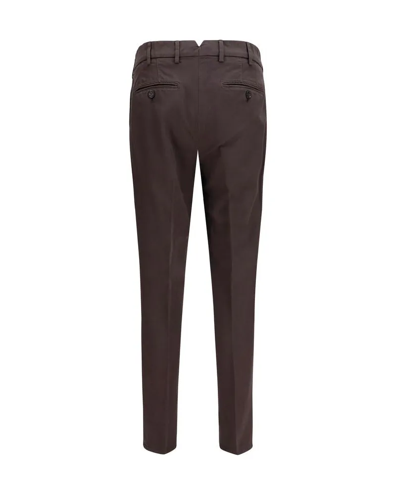 Brunello Cucinelli Men's Brown Cotton Casual Pants Brown