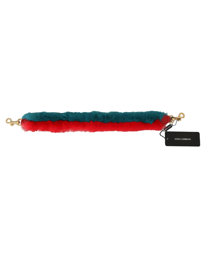 Dolce & Gabbana Women's Red Blue Rabbit Fur Leather Shoulder Strap Lapin Bag Red