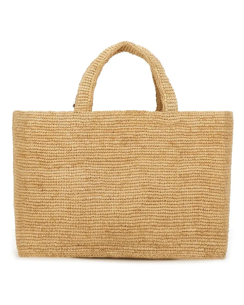 Manebí Women's Shoulder Bag Sunset Beige Raffia Raffia; Leather Details Beige