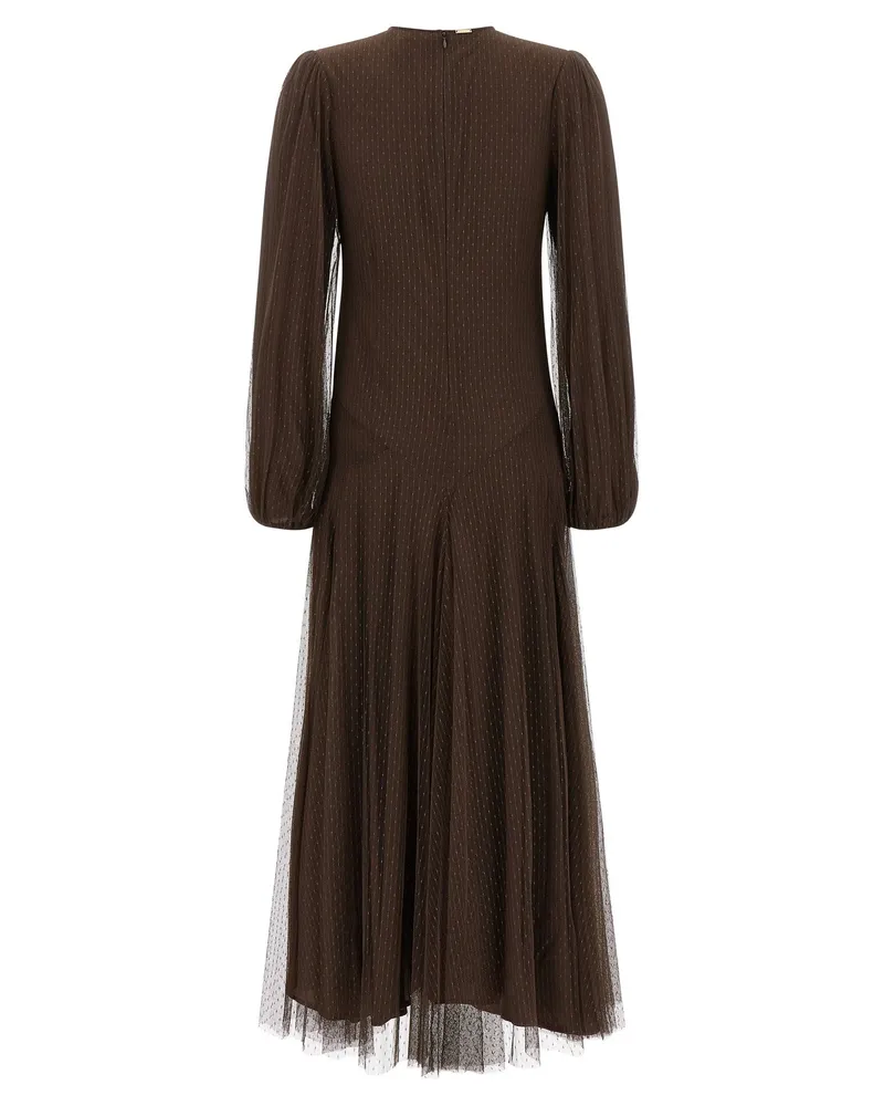 Twin-Set Tulle Plumetis Dress — Brown Brown