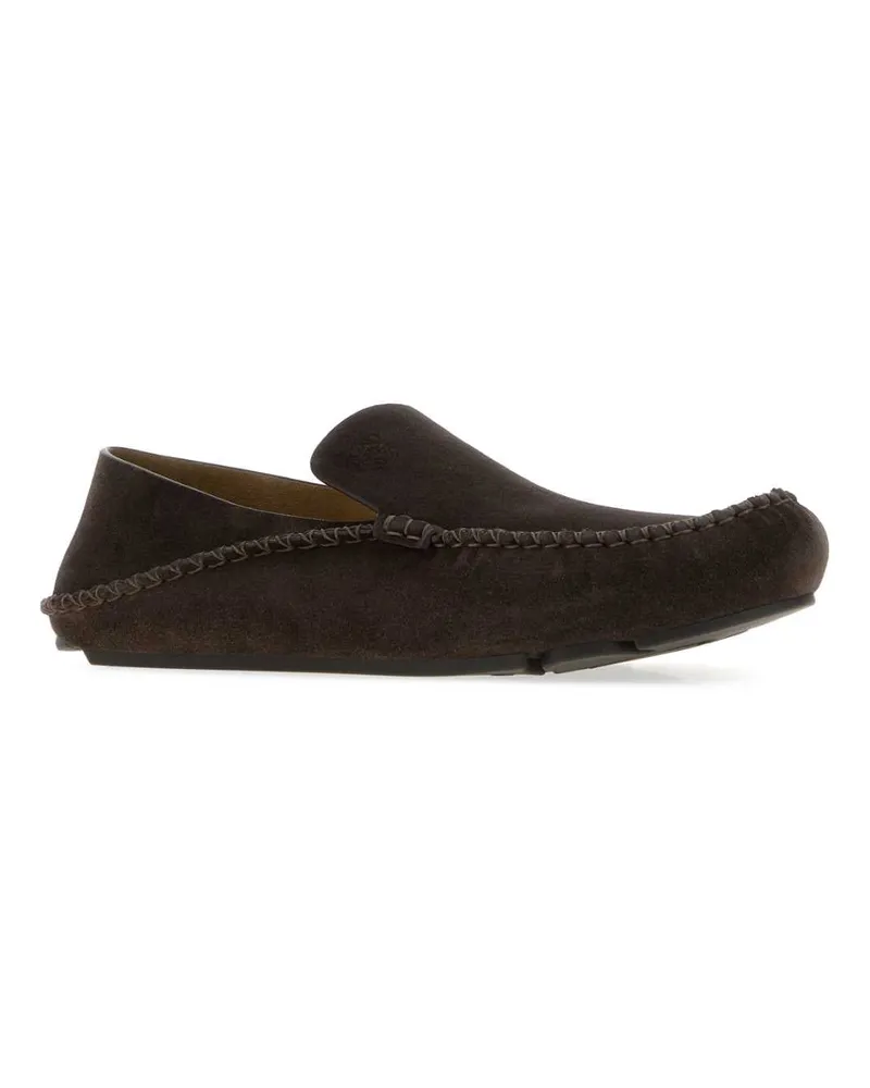 Loewe Men's Dark Brown Suede Rambla Loafers Mocassini Brown