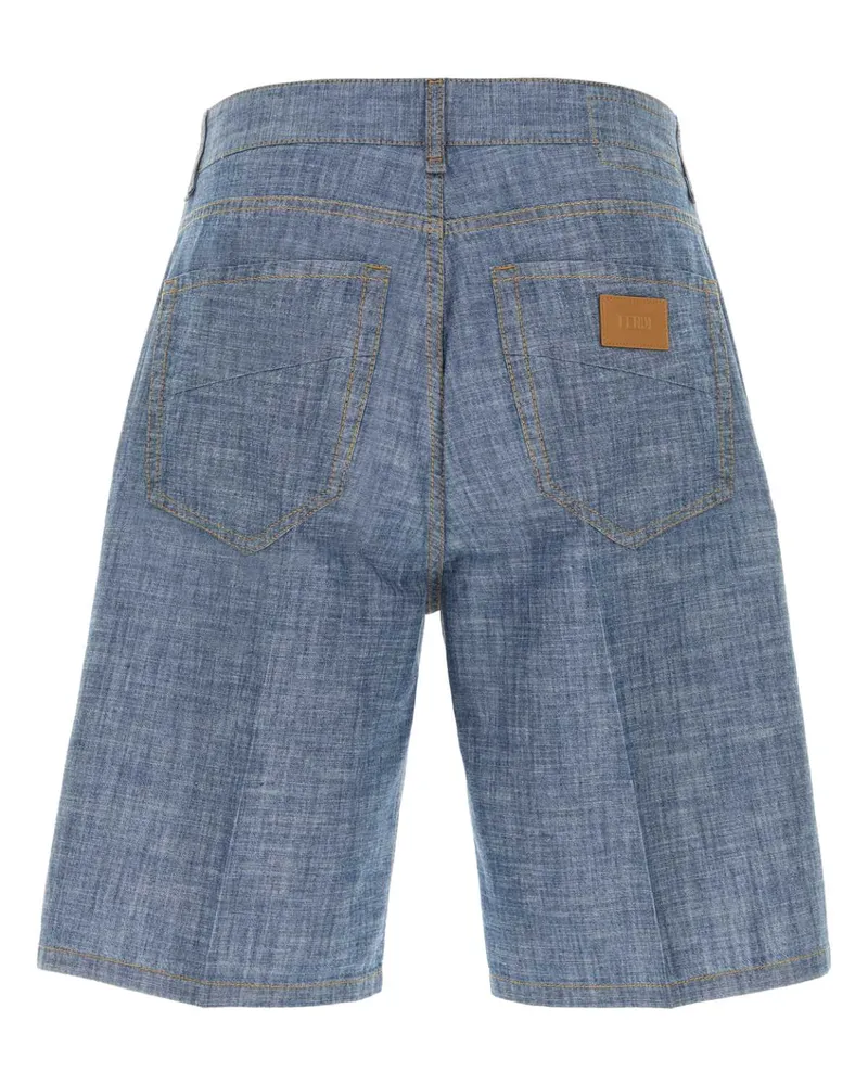 Fendi Men's Light Blue Chambray Bermuda Shorts Exterior: Cotton Jean Blue