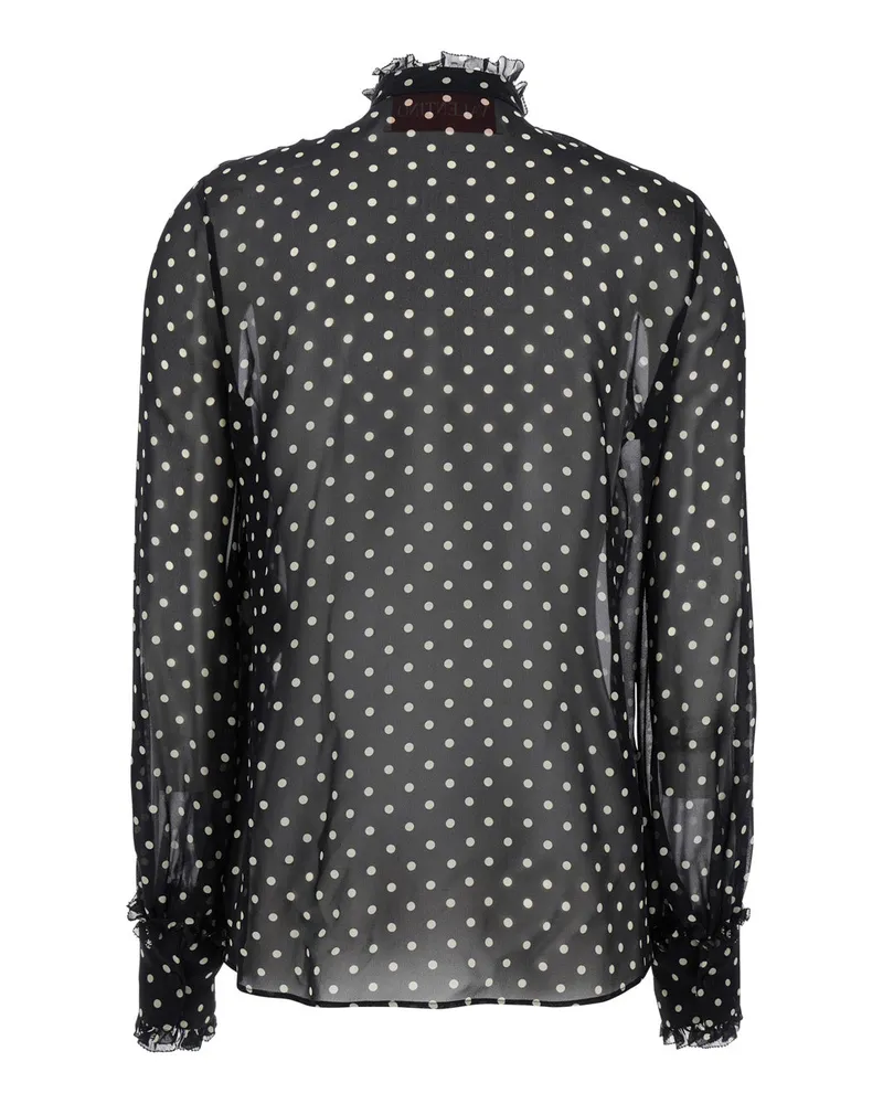 Valentino Garavani Women's Black Crewneck Shirt With Floral Embroidery Silk Blouses Black