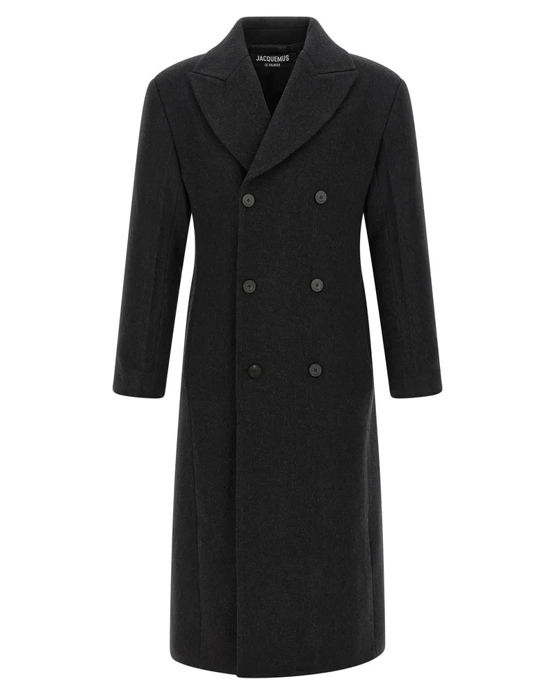 Jacquemus Virgin Wool Double-Breasted Coat — Gray Gray