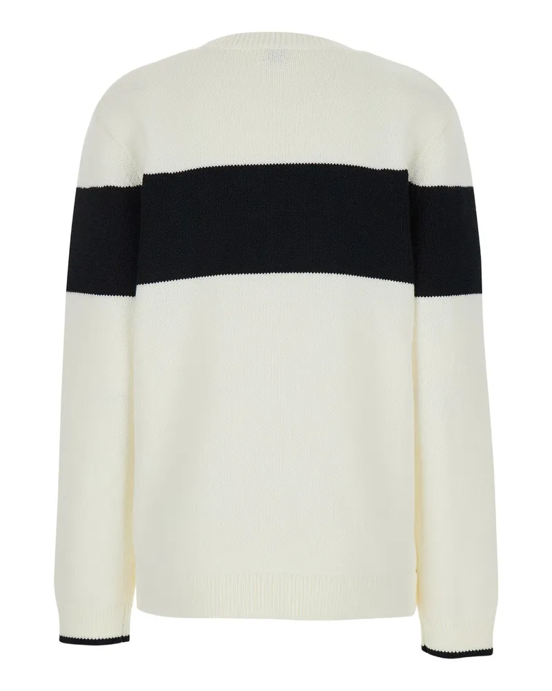 Totême Women White Cotton Blend Sweater With Stripes Tops Top White
