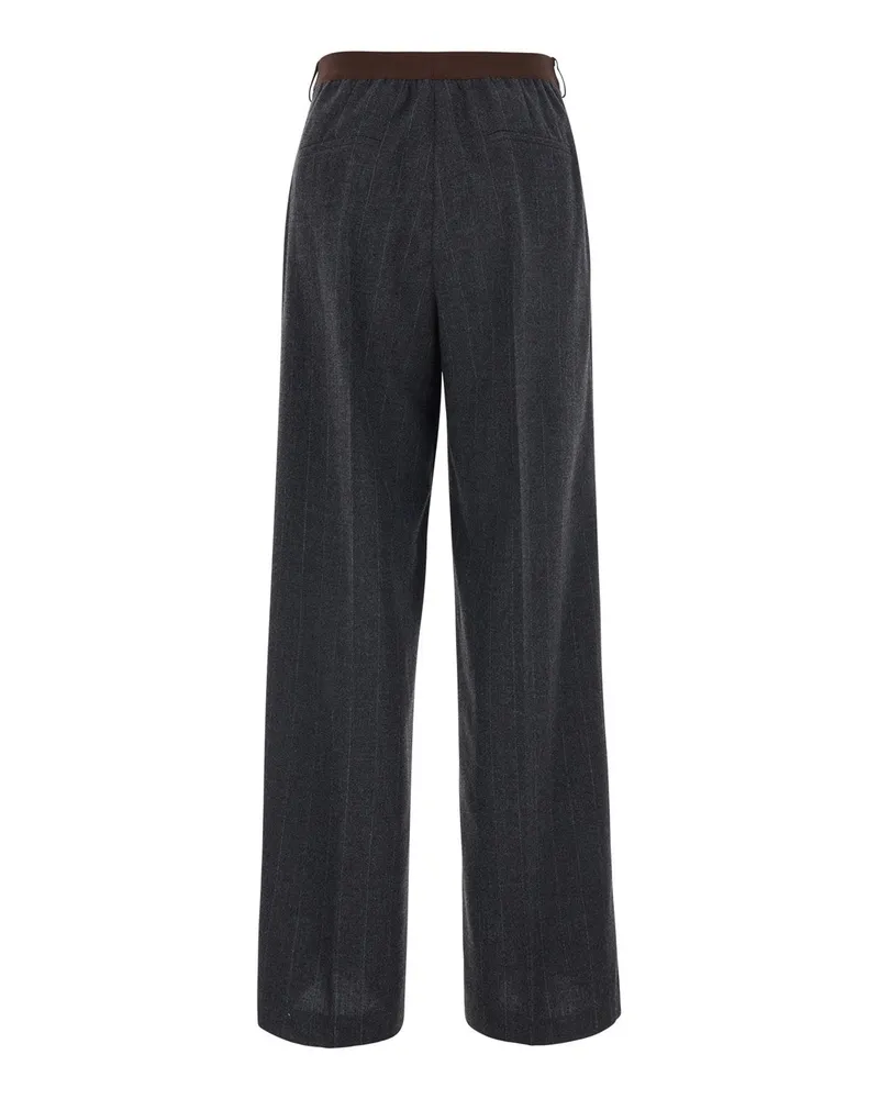 Jucca Women's Trousers Striped Grey Wool-Blend Wool Blend Gray